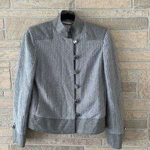 St. John couture grey tweed button front jacket classic size 4